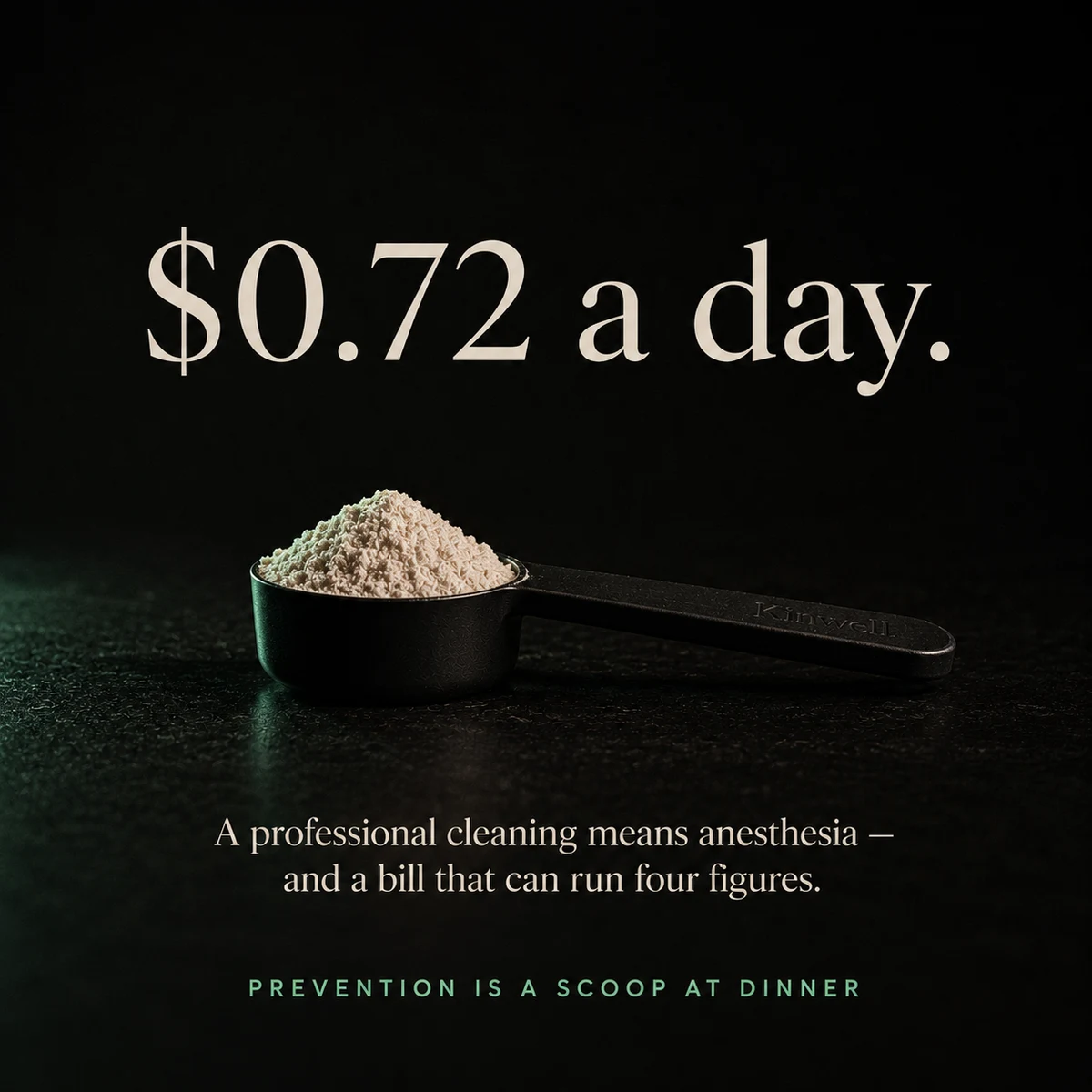 $0.72 a day: a level scoop of powder versus the four-figure anesthesia cleaning bill